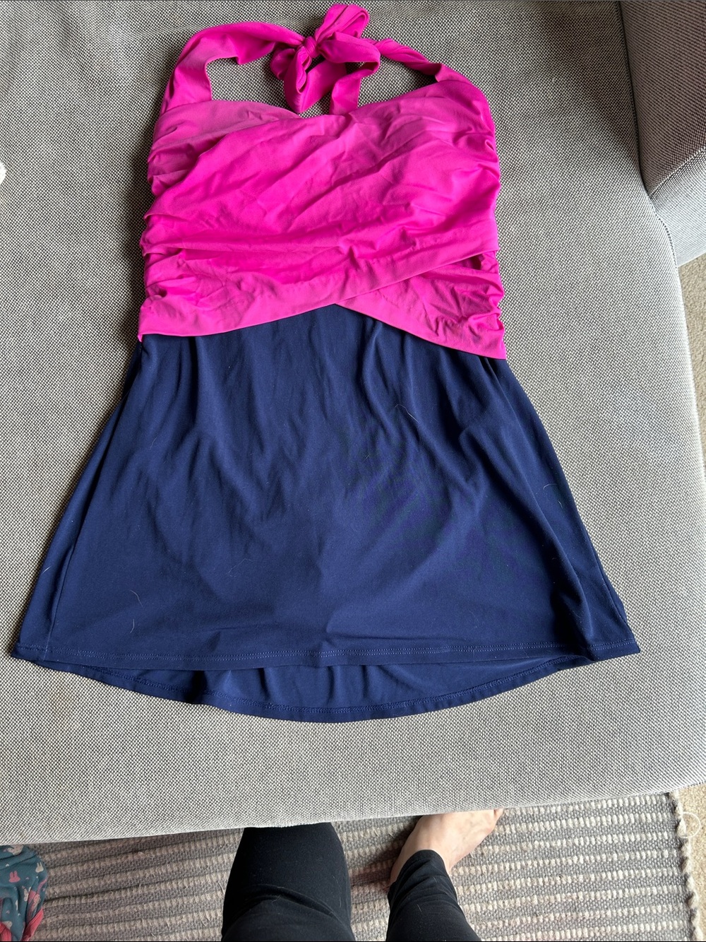 Catalina Hot Pink and Navy Circle Skater Swim Dress